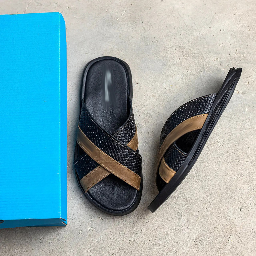 Мужские кожаные  летние шлепанцы-сланцы Київ - зображення 5