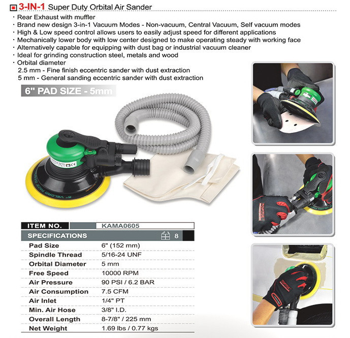 Пневмошлифмашинка орбитальная 6" 5мм TOPTUL KAMA0605 Харків - зображення 2