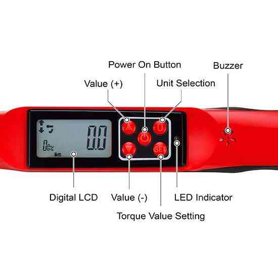 Ключ динамометрический цифровой 40-200Nm 1/2"x420mm TOPTUL DT-200B4 Харків