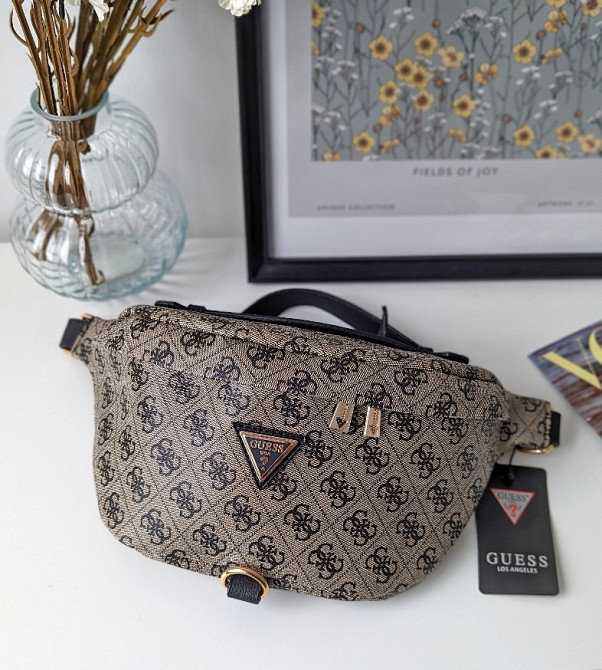сумка бананка через плече жіноча сірого кольору Guess LUX AN118 Вінниця - зображення 1