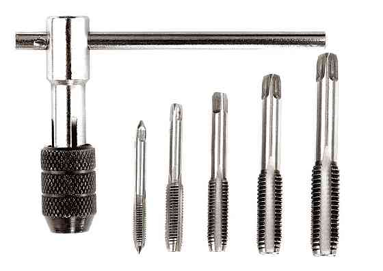 Метчики для нарезания резьбы MASTERTOOL M4/M5/M6/M8/M10 с Т-образным держателем набор 6 шт 15-1406 Харків