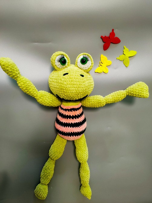 Жабка весела зелена велика м'яка в'язана іграшка 52 см плюшева сувенір ручна робота hand made Нововолинськ - зображення 2