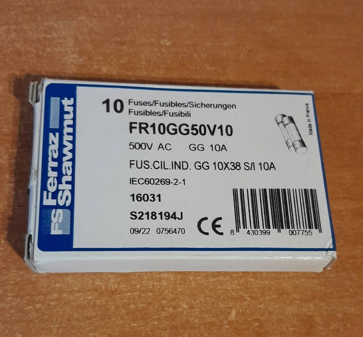 Запобіжники циліндричні FR10GG50V10 10А 500V 120 kA плавка вставка Косів - зображення 2