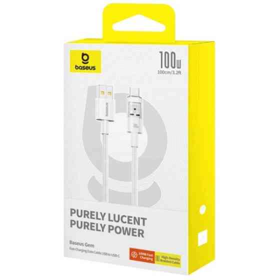Кабель Baseus Gem Fast-Charging USB to Type-C 100W 1m White (P10373002211-00) (Код товару:40905) Харків