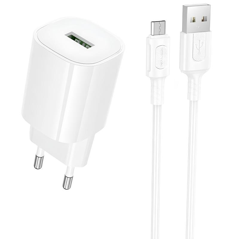СЗУ Borofone BA102A Pudding QC3.0 (1USB-A) + кабель USB to MicroUSB Херсон - изображение 1