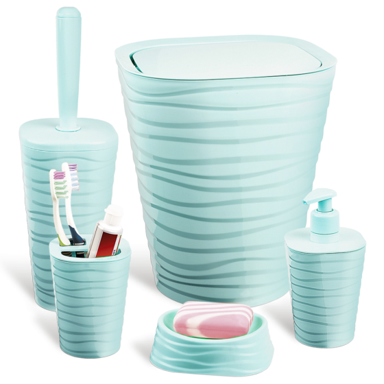 Набор для ванной комнаты Planet Welle 5 предметов серо-голубой Киев