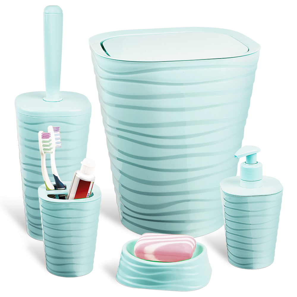 Набор для ванной комнаты Planet Welle 5 предметов серо-голубой Киев - изображение 1