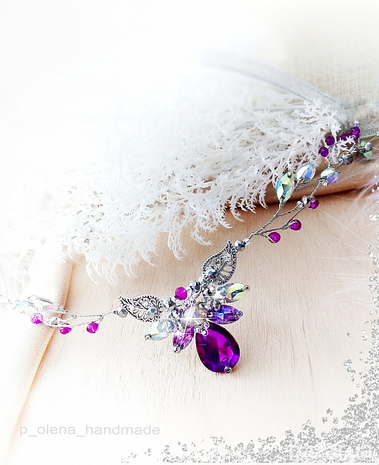 Эльфийская ветвь фиолетовый лиловый налобное украшение веночек ободок диадема эльф косплей аниме Луцк - изображение 1