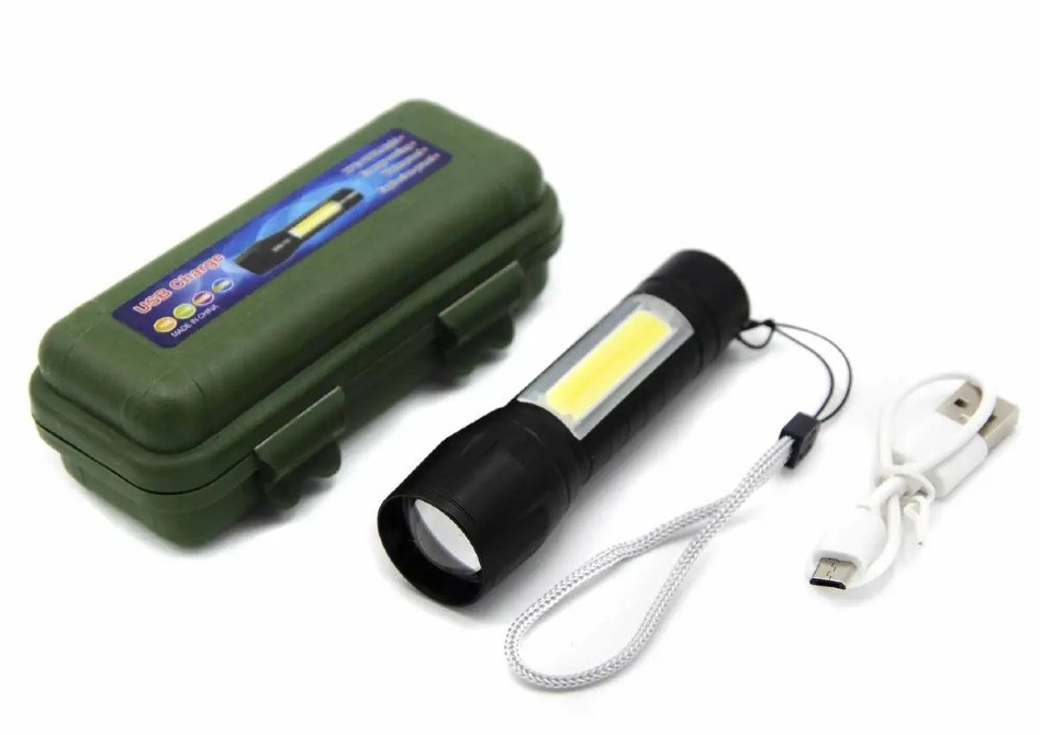 Ліхтарик кишеньковий алюмінієвий + Zoom(200м) + Акумулятор + Кабель для заряджання + Кейс Косів - зображення 4