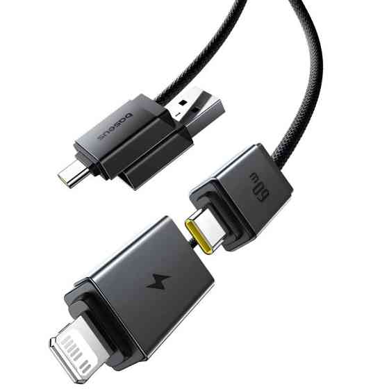 Дата кабель Baseus Versatile Two-for-Two USB/Type-C to Type-C/Lightning 60W (1m) (CB000162) Херсон