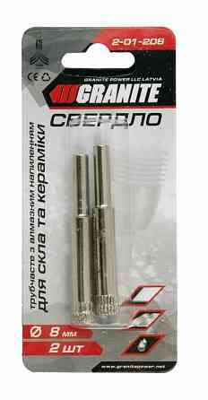 Сверло для стекла и керамики GRANITE трубчатое с алмазным напылением 8 мм 2 шт 2-01-208 Харьков