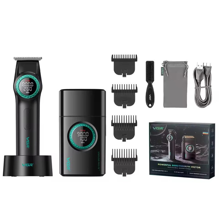 Комплект триммер та шейвер VGR 2 в 1 V-977&V-377 BLACK черный Киев - изображение 1