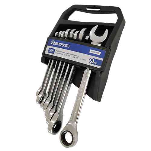 Набор ключей трещоточных комбинированных 8-19мм 8ед. СТАНДАРТ NGW8ST Харків