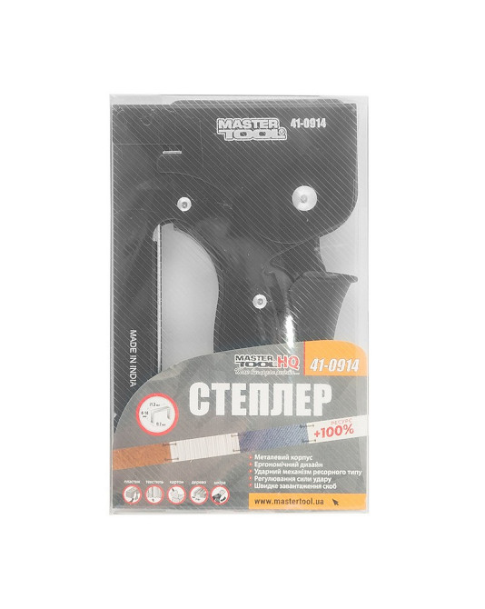 Степлер рессорный MASTERTOOL скоба R53 4-14мм плавная регулировка силы удара, корпус металл 41-0914 Харків - зображення 4