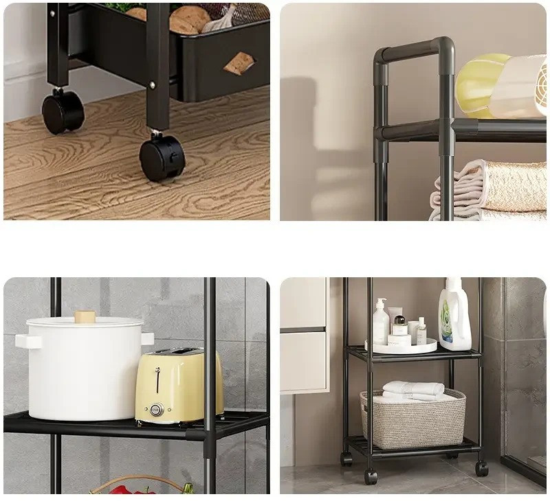 6-рівневий підлоговий стелаж для зберігання з роликами, візок для кухні, ванної кімнати, Одеса - зображення 4