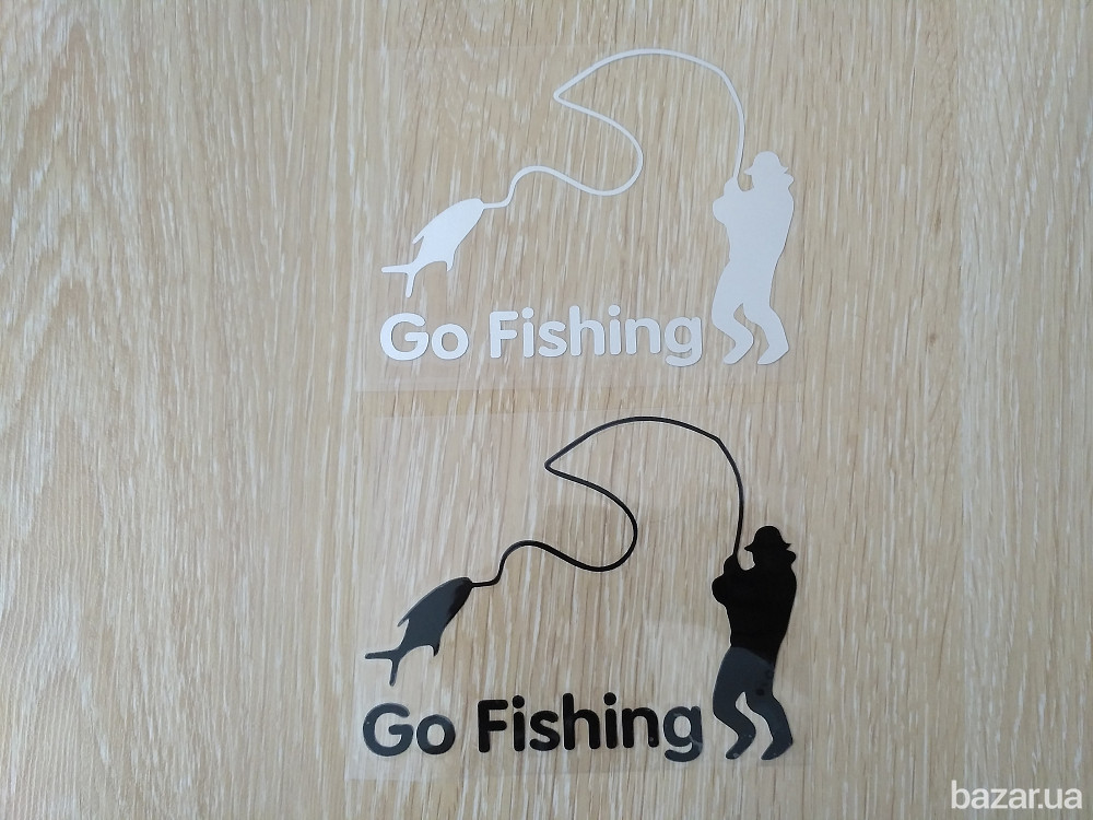Наклейка на авто На рыбалку Черная, Белая светоотражающая Тюнинг авто Борисполь - изображение 4