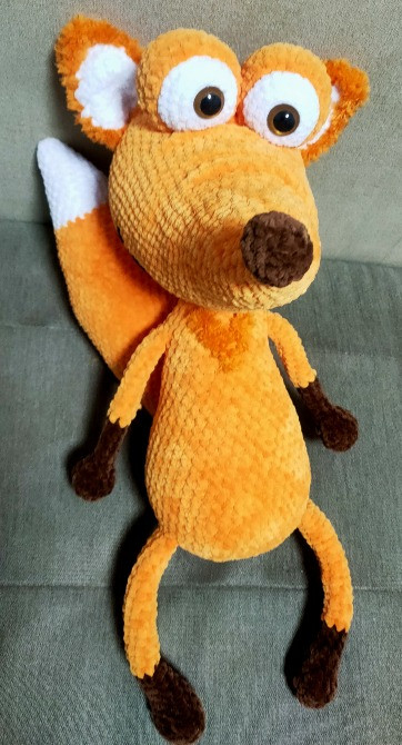 Іграшка м'яка в'язана помаранчева лисичка ручна робота Нововолинськ - зображення 2