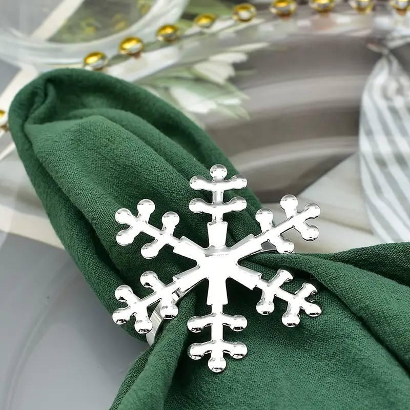 Набор колец для салфеток Leeseph Снежинки 6шт золото Одеса - зображення 5