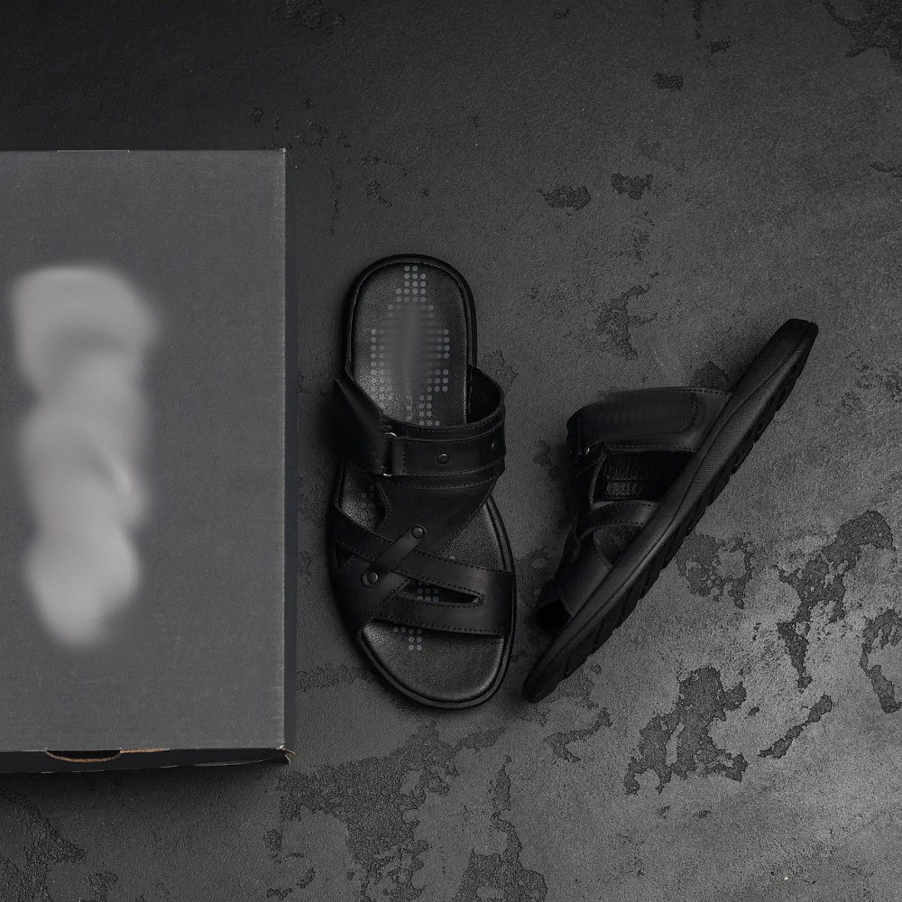 Мужские кожаные  летние шлепанцы-сланцы Київ - зображення 10