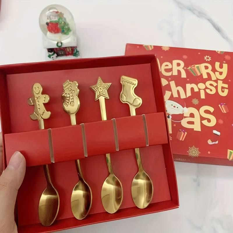 Набор чайных ложек новогодних Merry Christmas золотые 4 шт Одеса - зображення 5