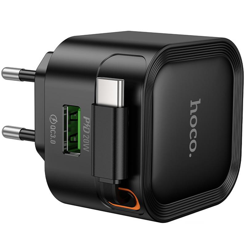 СЗУ Hoco C154A Changer With Retractable Cable Type-C PD20W+QC3.0 (1USB-C) Херсон - изображение 4