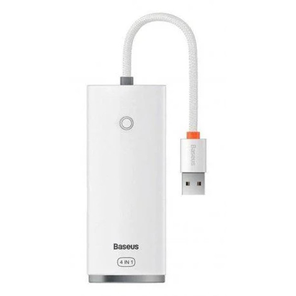 USB HUB Baseus Lite Series 4-Port USB-A (USB-A to 4USB 3.0) 25cm White (WKQX030002) (Код товару:4140 Харків - зображення 1