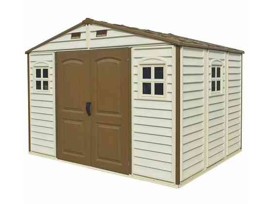 Сарай пластиковый Woodside 325x247x231 см слоновая кость, коричневая крыша Киев