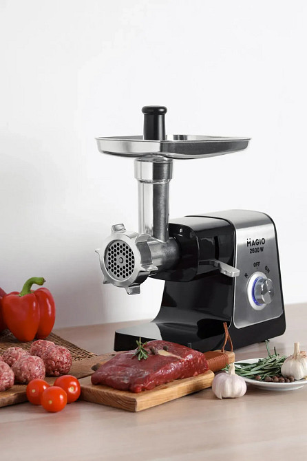 Мясорубка электрическая Magio MG-262 2600 Вт серебристая Київ - зображення 7