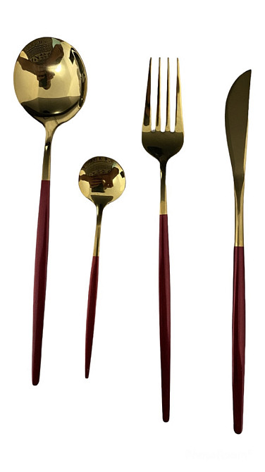 Набор столовых приборов Kitchen бордовый на 6 персон Київ - зображення 11