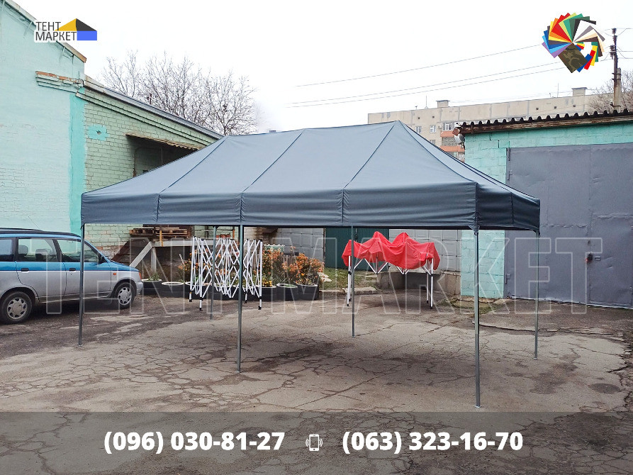 Шатер розсувний 6х3 Pro Extra Сірий з оцинкований каркас. Шатри намети виготовлення пошиття тенти Запоріжжя - зображення 2