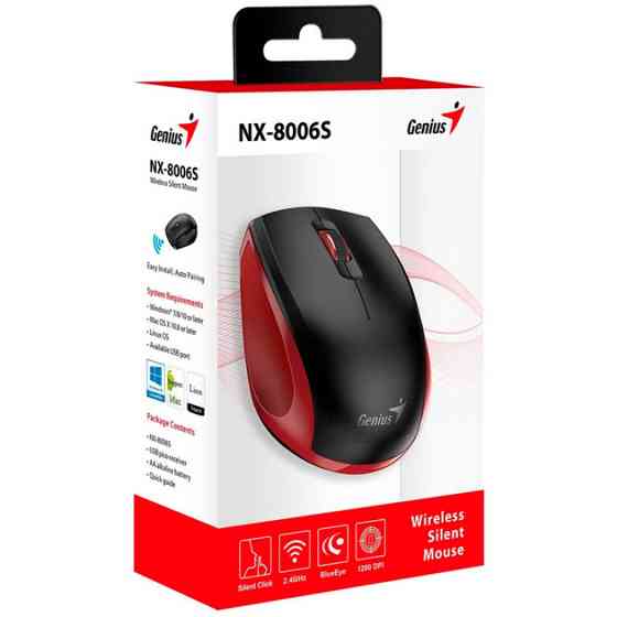 Мышь компьютерная безпроводная Genius NX-8006 Silent WL Red 31030024401 красная Киев
