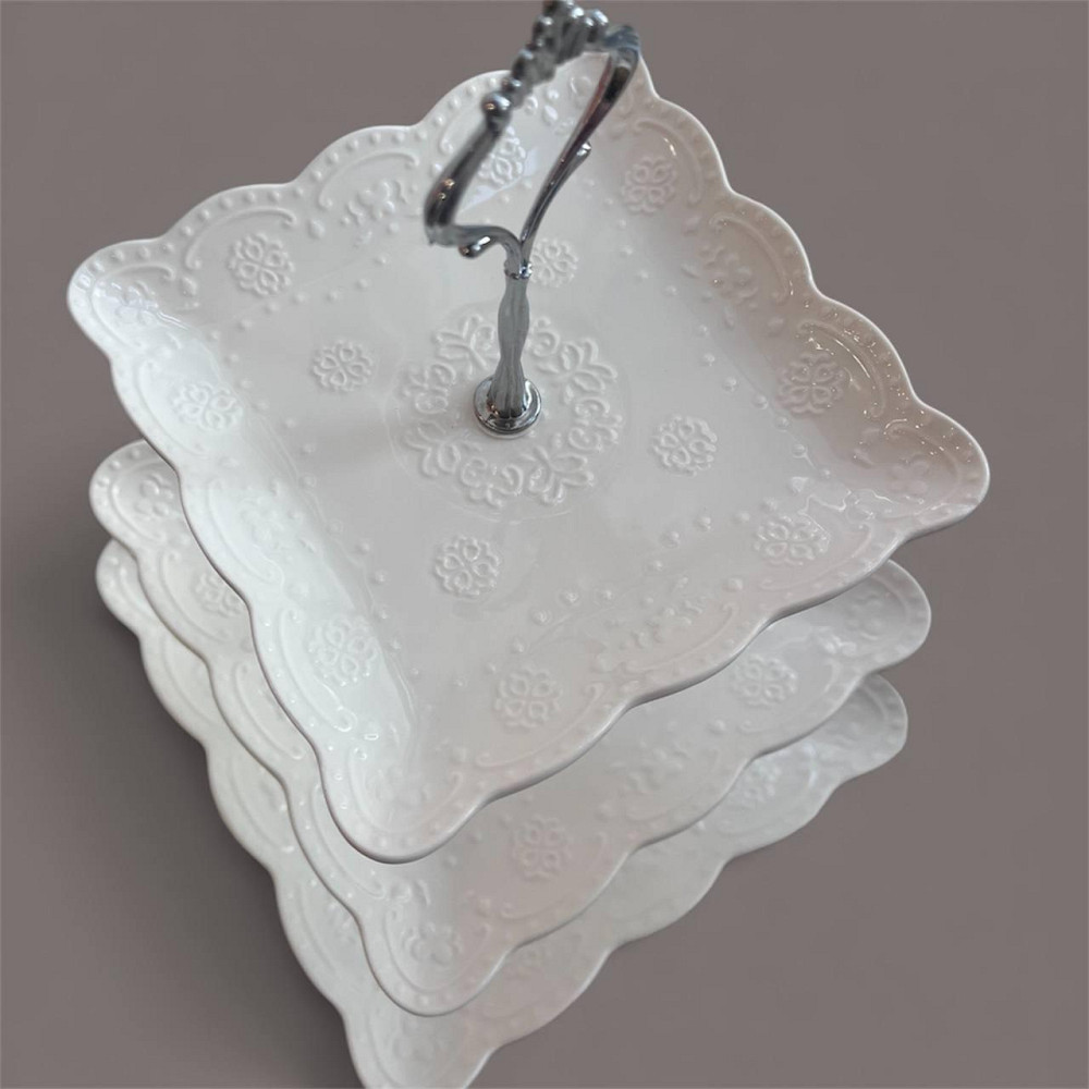 Конфетница фруктовница трёхъярусная Кружево Stenson белая MC3664 Одеса - зображення 5