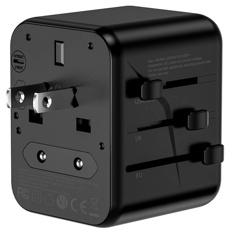 Сетевой универсальный переходник WIWU UA012 Warrior 12W + 1USB-A/1C Херсон - зображення 3