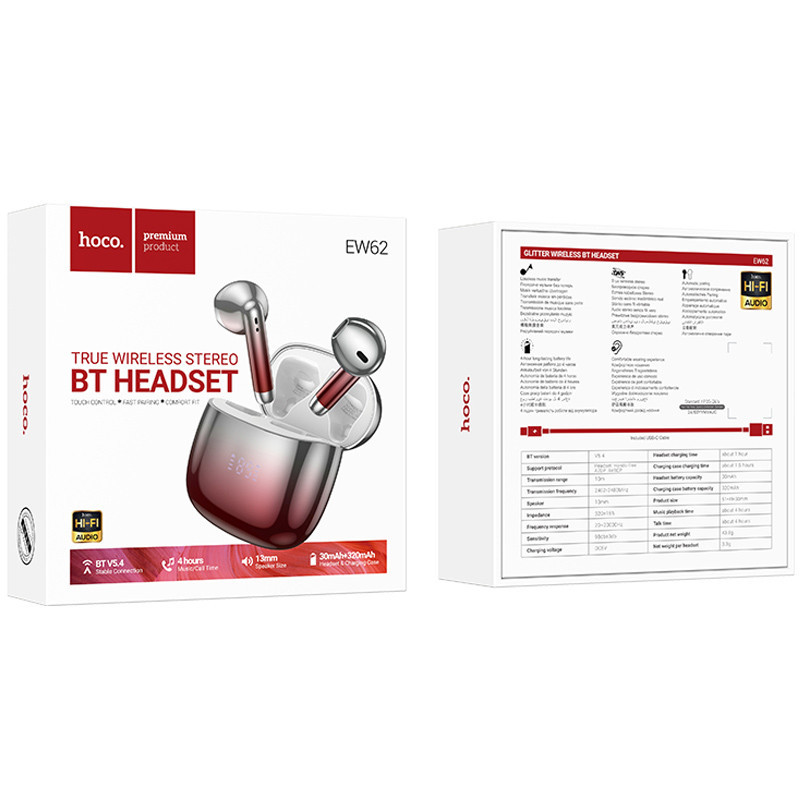 Беспроводные TWS наушники Hoco EW62 Glitter Херсон - зображення 4