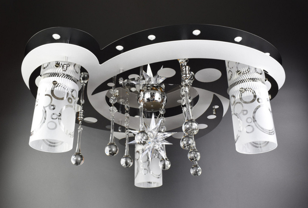 Люстра стельова Космос з кольоровим LED підсвічуванням та авто відключенням з пультом 5533/3+1 Чорни Київ - зображення 1