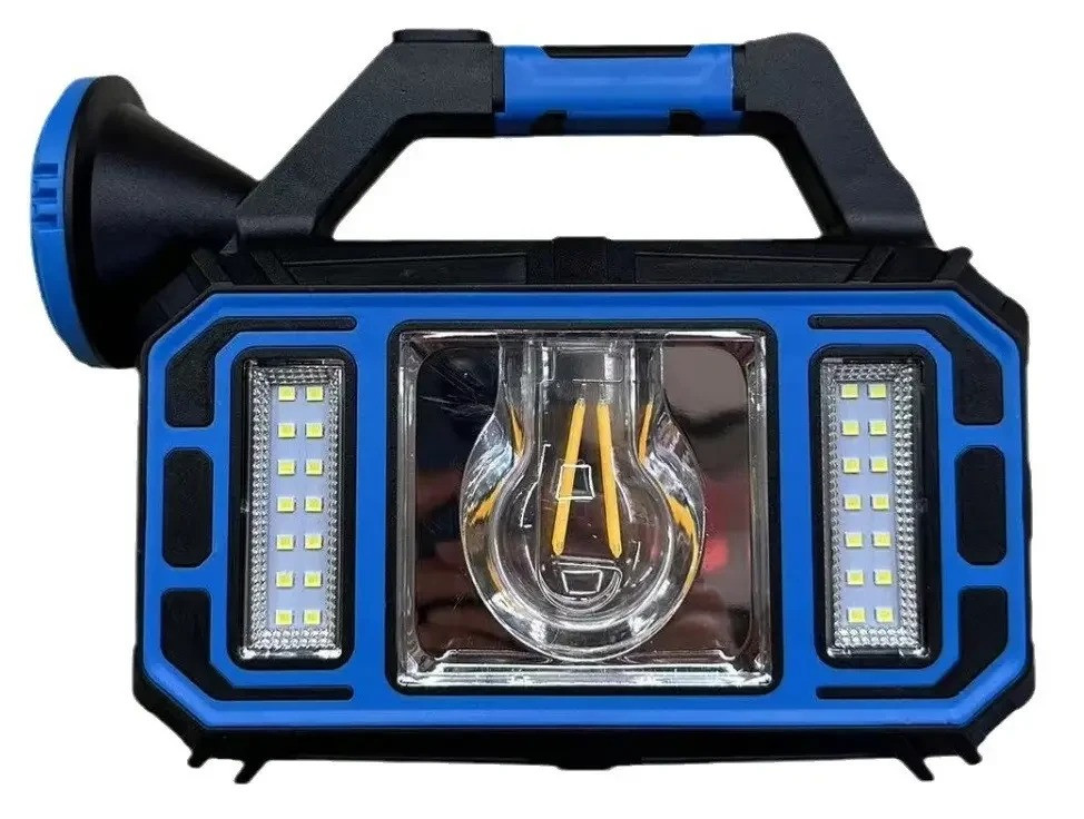 Ручной аккумуляторный светодиодный фонарь с солнечной батареей и функцией PowerBank Синий Одеса - зображення 3