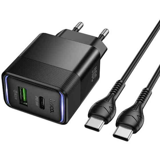 Мережевий зарядний пристрій Hoco CS112A Lounge PD30W+QC3.0 + cable Type-C to Type-C Black Харків