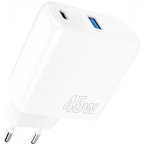 Мережевий зарядний пристрій Proove Silicone Power 45W (Type-C + USB) White (WCSP45110002) (Код товар Харьков - изображение 1