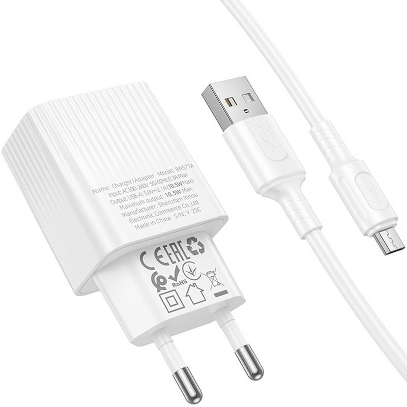 СЗУ Borofone BAS71A Source 10.5W (1USB-A) + кабель USB to MicroUSB Херсон - зображення 4