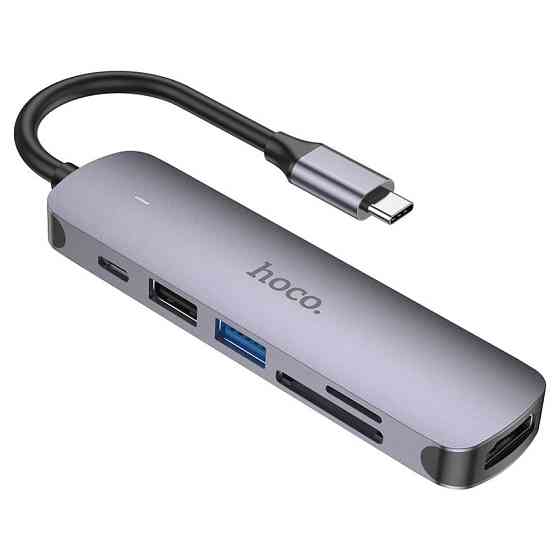 Переходник Hoco HB28 Multi-function 6in1 (Type-C to HDTV+USB3.0+USB2.0+SD+TF+PD) Херсон