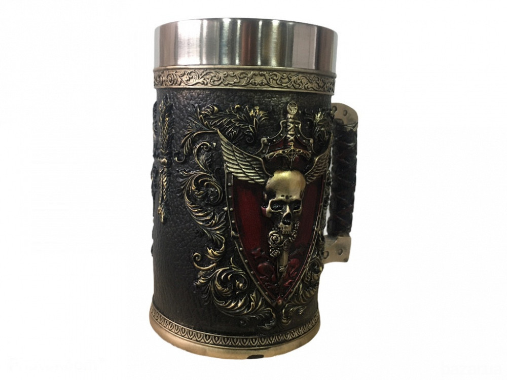 Кружка Чашка 3D Skull Mug Череп Пивная кружка с Гербом Крылатого Черепа Київ - зображення 3