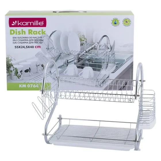 Сушилка для посуды Kamille двухъярусная 55×24,5×37см белый KM0765A Одеса