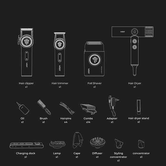 Комплект длят стрижки VGR STEPLERSS PRO 4 IN 1 BLACK черный Киев