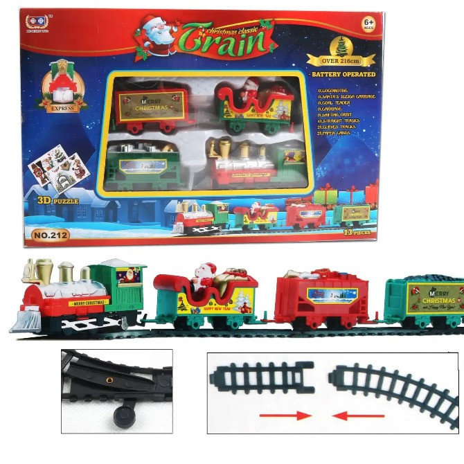 Дитяча іграшкова залізниця з локомотивом та вагонами Різдвяний поїзд Christmas Одеса - зображення 1