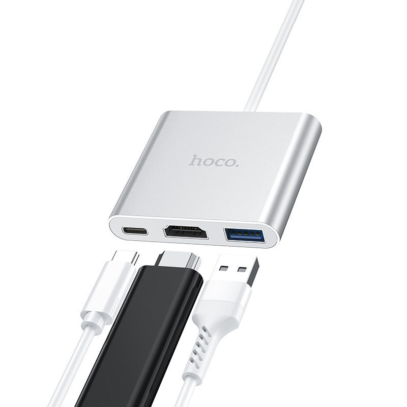 Переходник HUB Hoco HB14 Type-C to USB3.0+HDMI+PD Херсон - зображення 5