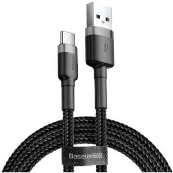 Кабель Baseus Cafule USB to Type-C 2A 3m Gray/Black (CATKLF-UG1) (Код товару:28452) Харків