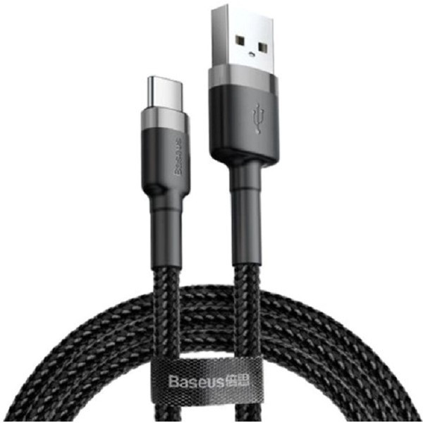 Кабель Baseus Cafule USB to Type-C 2A 3m Gray/Black (CATKLF-UG1) (Код товару:28452) Харьков - изображение 1