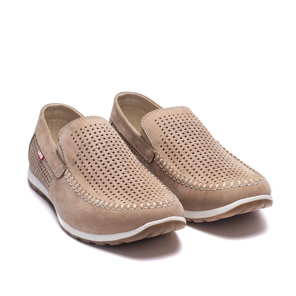 Мужские летние кожаные мокасины  LS перфорация Beige Київ - зображення 3