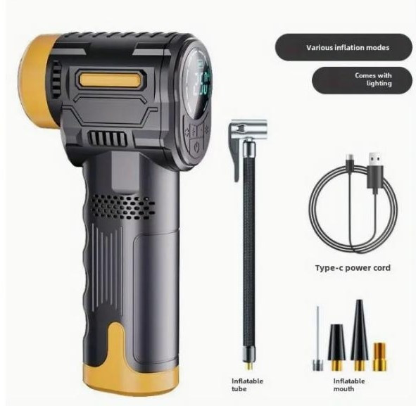 Портативний компресорний насос для шин із манометром, акумуляторний Київ - зображення 3