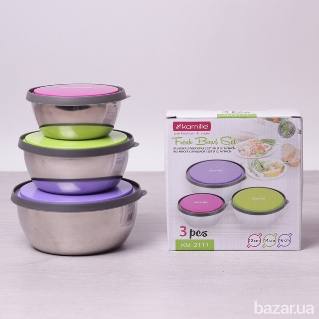 Набор емкостей для хранения продуктов Kamille 3 шт KM 2111 Одесса - изображение 1